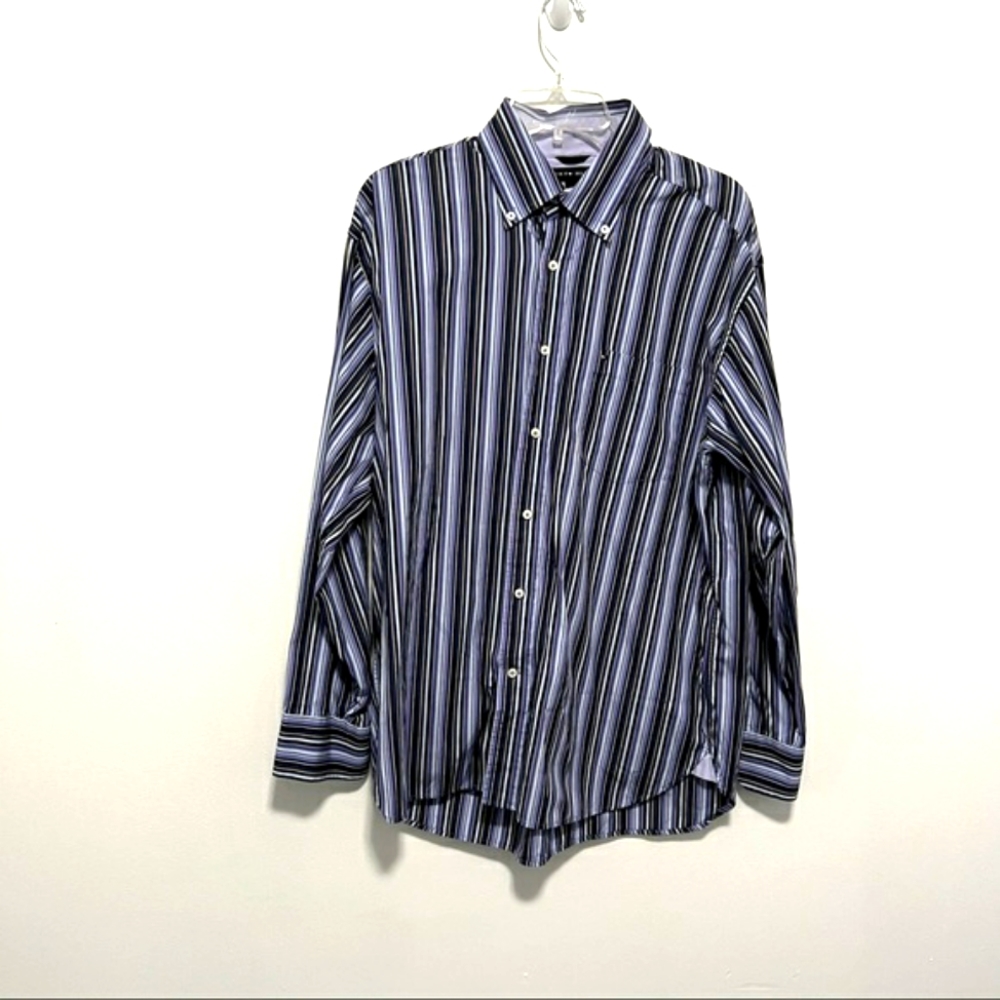 Tommy Hilfiger purple stripe long sleeve shirt Sz L